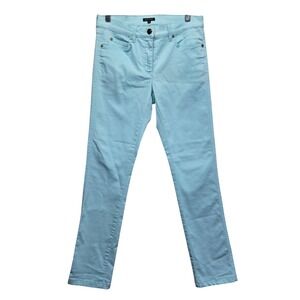 Escada Munich Mint Cream Blue Skinny Jeans Stretch Cotton Pants Size 38 US 6